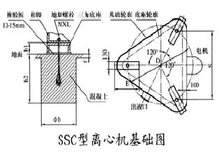 三足沉降離心機安裝尺寸圖